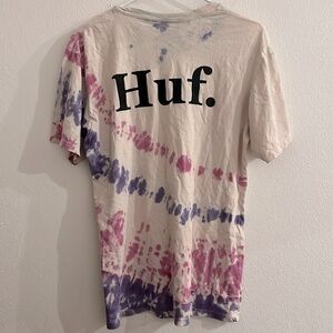 HUF T-Shirt Pink and Purple Tie-Dye Skateboard Skater Outdoor Lifestyle Brand